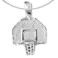 Sterling Silver Basketball Basket Pendant (Rhodium or Yellow Gold-plated)