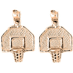 14K or 18K Gold 25mm Basketball Basket Earrings