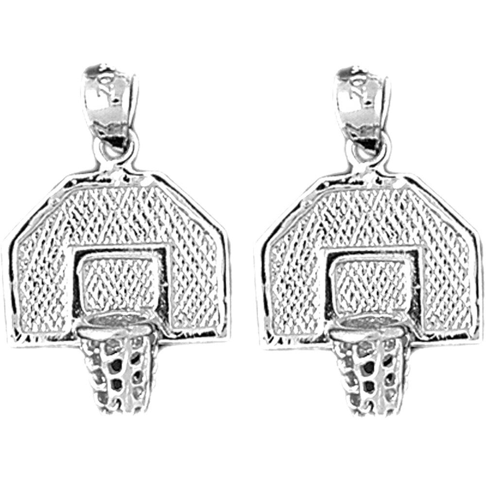 14K or 18K Gold 25mm Basketball Basket Earrings