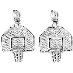 Sterling Silver 25mm Basketball Basket Earrings