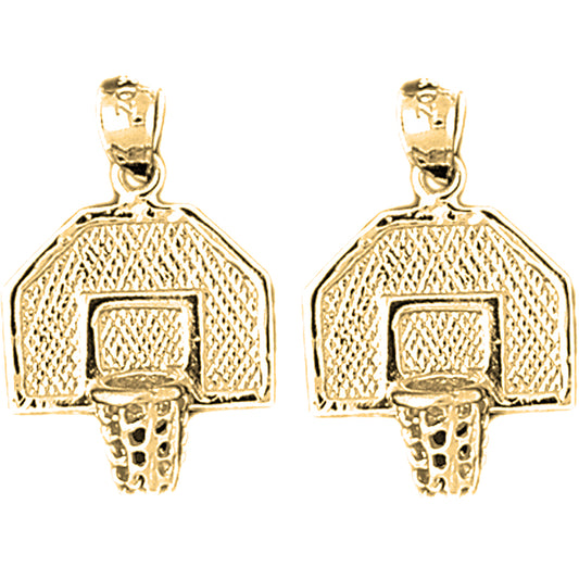 Yellow Gold-plated Silver 25mm Basketball Basket Earrings