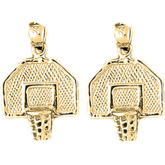 Yellow Gold-plated Silver 25mm Basketball Basket Earrings