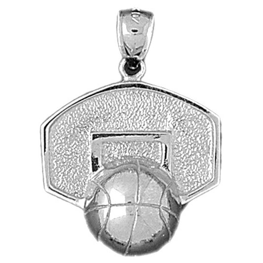 Sterling Silver Basketball Basket Pendant