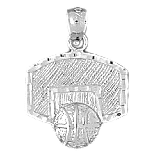 Sterling Silver Basketball Basket Pendant