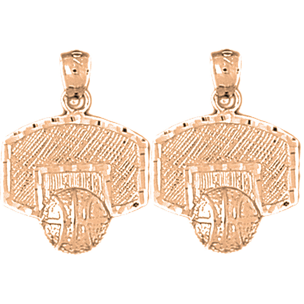 14K or 18K Gold 21mm Basketball Basket Earrings