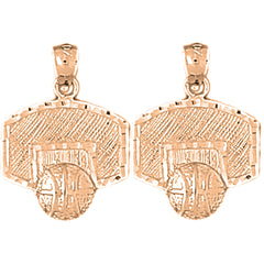 14K or 18K Gold 21mm Basketball Basket Earrings