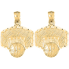Yellow Gold-plated Silver 21mm Basketball Basket Earrings