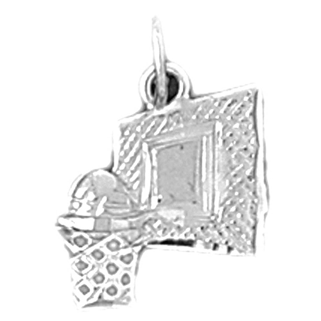 Sterling Silver Basketball Basket Pendant