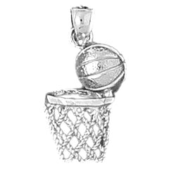 Sterling Silver Basketball Basket Pendant