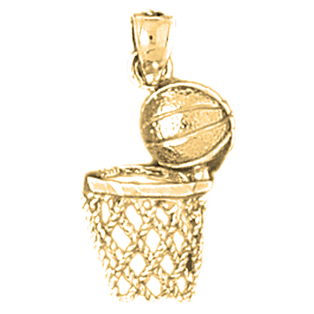 Yellow Gold-plated Silver Basketball Basket Pendant