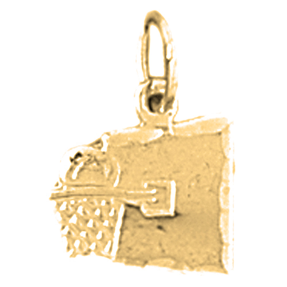 Yellow Gold-plated Silver Basketball Basket Pendant