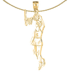 Sterling Silver Basketball Player Pendant (Rhodium or Yellow Gold-plated)