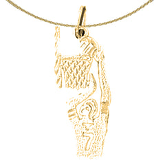 Sterling Silver Basketball Player Pendant (Rhodium or Yellow Gold-plated)