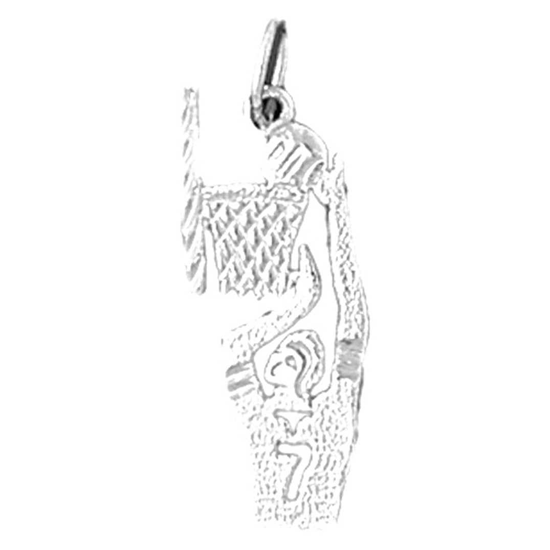 Sterling Silver Basketball Player Pendant