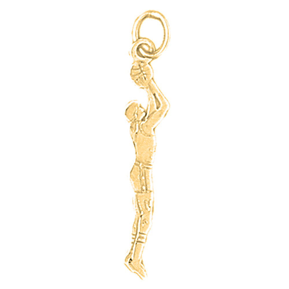 Yellow Gold-plated Silver Basketball Player Pendant