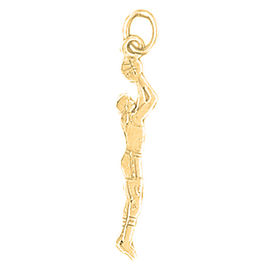 Yellow Gold-plated Silver Basketball Player Pendant