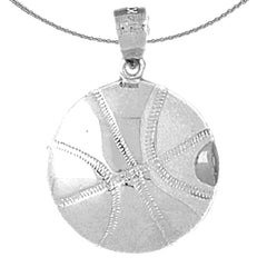 Sterling Silver Basketball Pendant (Rhodium or Yellow Gold-plated)