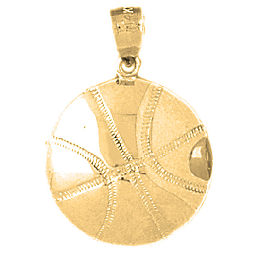 Yellow Gold-plated Silver Basketball Pendant