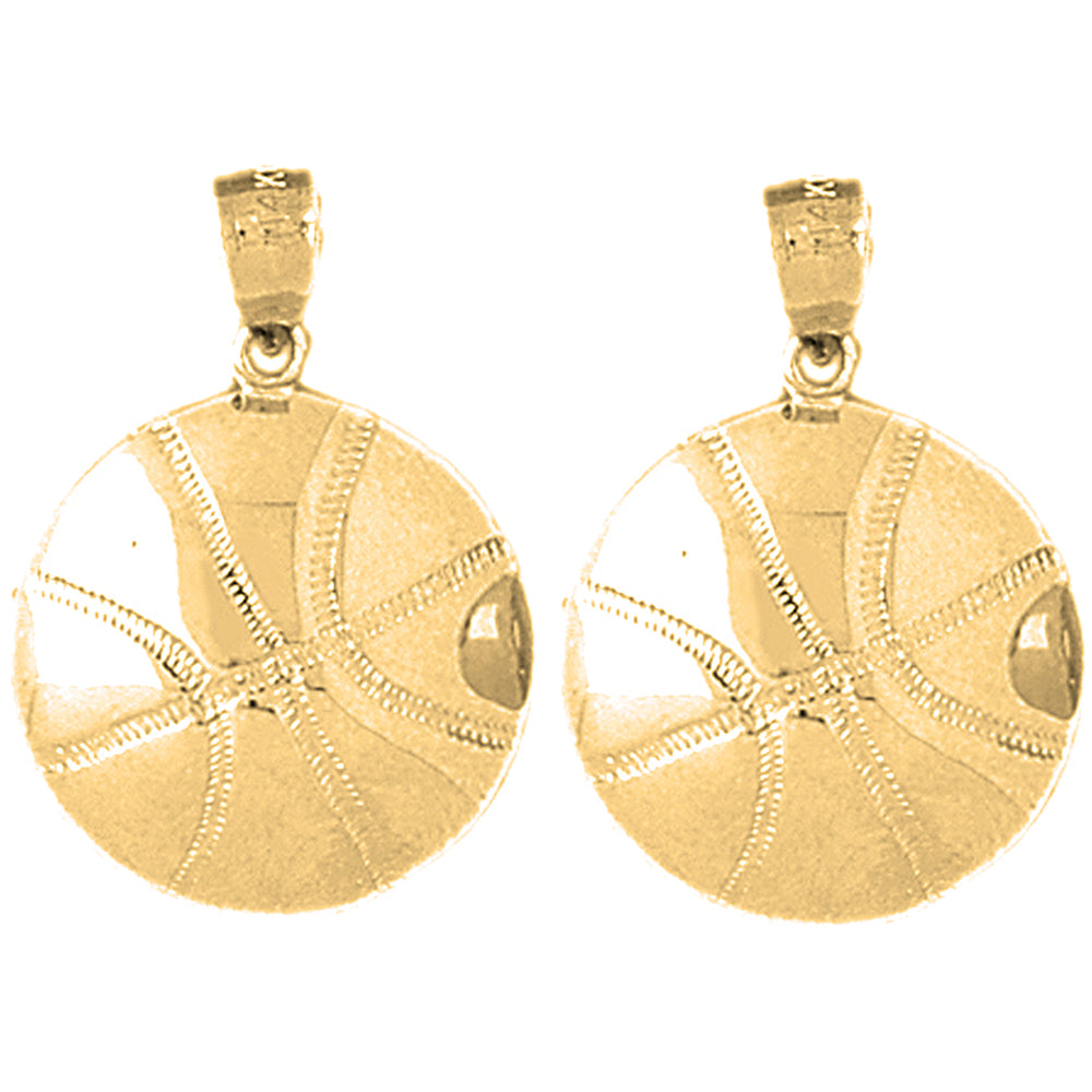 14K or 18K Gold 26mm Basketball Earrings