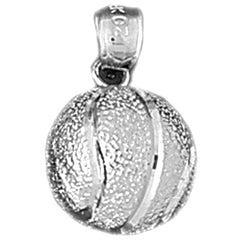 Sterling Silver 3D Basketball Pendant