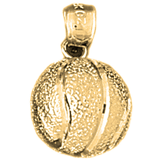 Yellow Gold-plated Silver 3D Basketball Pendant