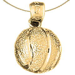 Sterling Silver 3D Basketball Pendant (Rhodium or Yellow Gold-plated)