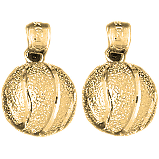 Yellow Gold-plated Silver 19mm 3D Basketball Earrings