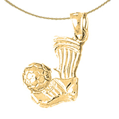 Sterling Silver Soccer Ball Pendant (Rhodium or Yellow Gold-plated)