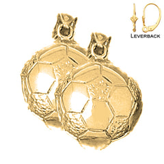 14K or 18K Gold 3D Soccer Ball Earrings