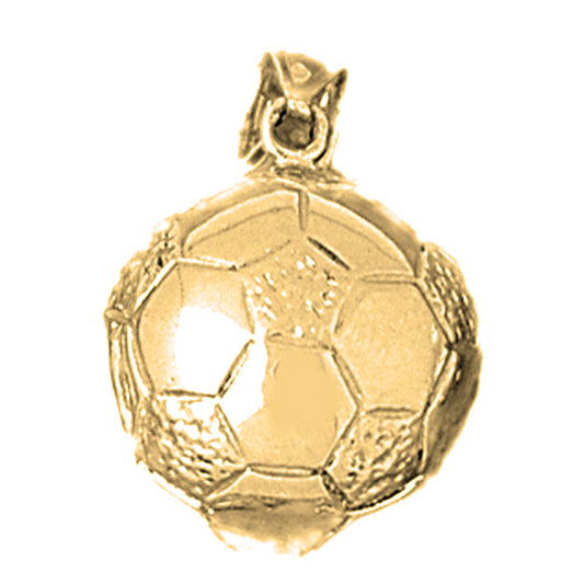 Yellow Gold-plated Silver 3D Soccer Ball Pendant
