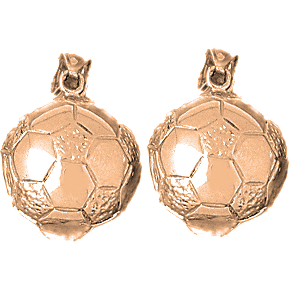 14K or 18K Gold 24mm 3D Soccer Ball Earrings
