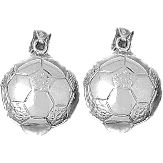 Sterling Silver 24mm 3D Soccer Ball Earrings