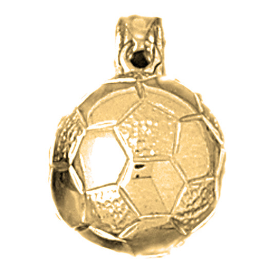Yellow Gold-plated Silver 3D Soccer Ball Pendant