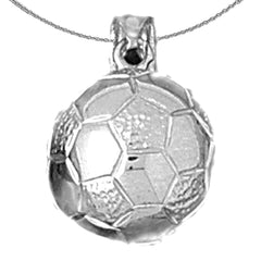 Colgante de balón de fútbol en 3D de plata de ley (bañado en rodio o oro amarillo)