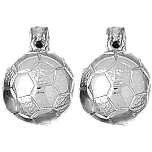 Sterling Silver 19mm 3D Soccer Ball Earrings