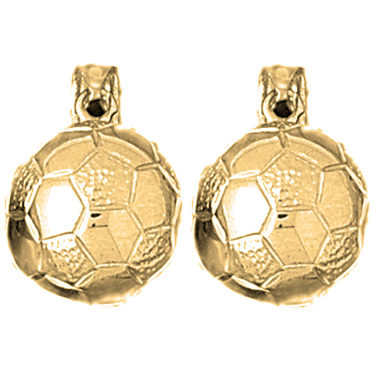 Yellow Gold-plated Silver 19mm 3D Soccer Ball Earrings