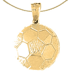 Sterling Silver Soccer Ball Pendant (Rhodium or Yellow Gold-plated)