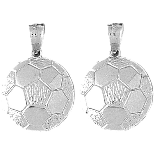 Sterling Silver 21mm Soccer Ball Earrings
