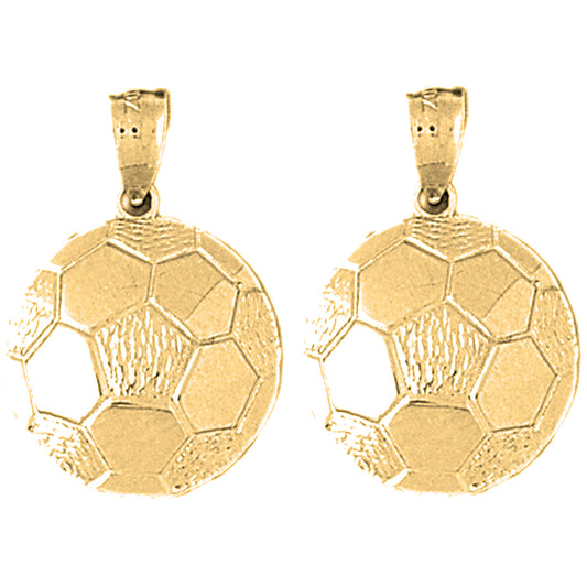 Yellow Gold-plated Silver 21mm Soccer Ball Earrings