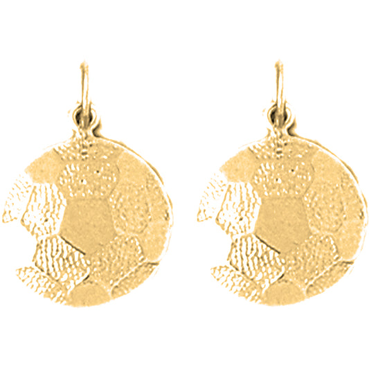 Yellow Gold-plated Silver 19mm Soccer Ball Earrings