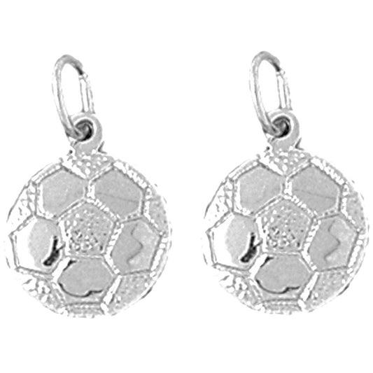 Sterling Silver 18mm Soccer Ball Earrings