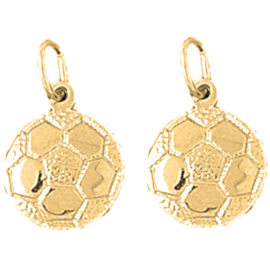 Yellow Gold-plated Silver 18mm Soccer Ball Earrings