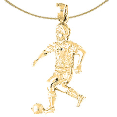 Sterling Silver Soccer Player Pendant (Rhodium or Yellow Gold-plated)