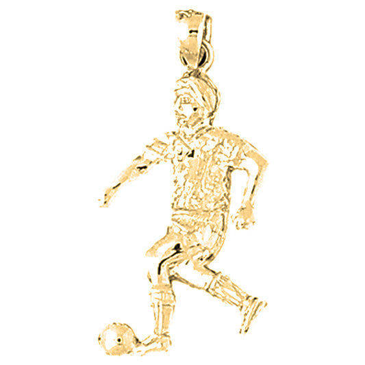 Yellow Gold-plated Silver Soccer Player Pendant