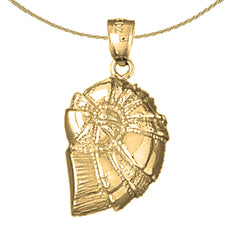 Sterling Silver Nautilis Shell Pendant (Rhodium or Yellow Gold-plated)