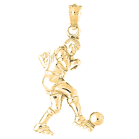 Yellow Gold-plated Silver Soccer Player Pendant