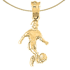 Sterling Silver Soccer Player Pendant (Rhodium or Yellow Gold-plated)