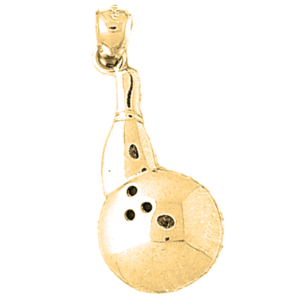 10K, 14K or 18K Gold Bowling Pin And Ball Pendant