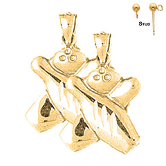 14K or 18K Gold Bowling Pin And Ball Earrings