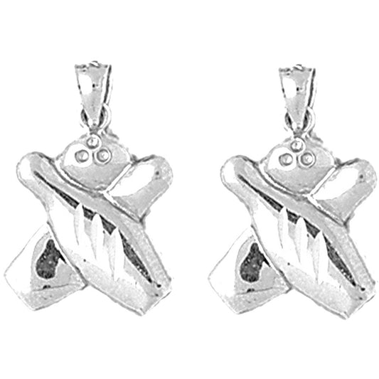 Sterling Silver 22mm Bowling Pin And Ball Earrings